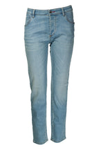 Load image into Gallery viewer, DESCRIPTION: Straight leg boyfriend fit J jeans Medium blue denim with vintage worn effect, Button closure with nickel-free finish, Regular life Five-pocket model with discreet logo label on the belt Leather label with logo. Neutral antiallergic fragrance. MADE IN ITALY.  Composition: 99% cotton, 1% elastane;

